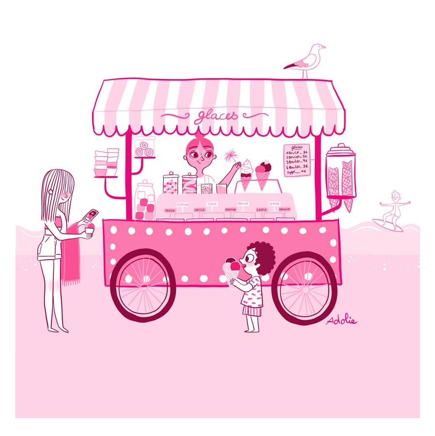 Illustration of Adolie Day of an ice cream vendor