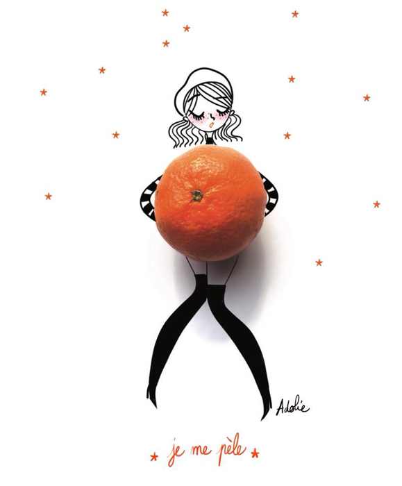 Illustration of Adolie Day of a woman with an orange in front of her