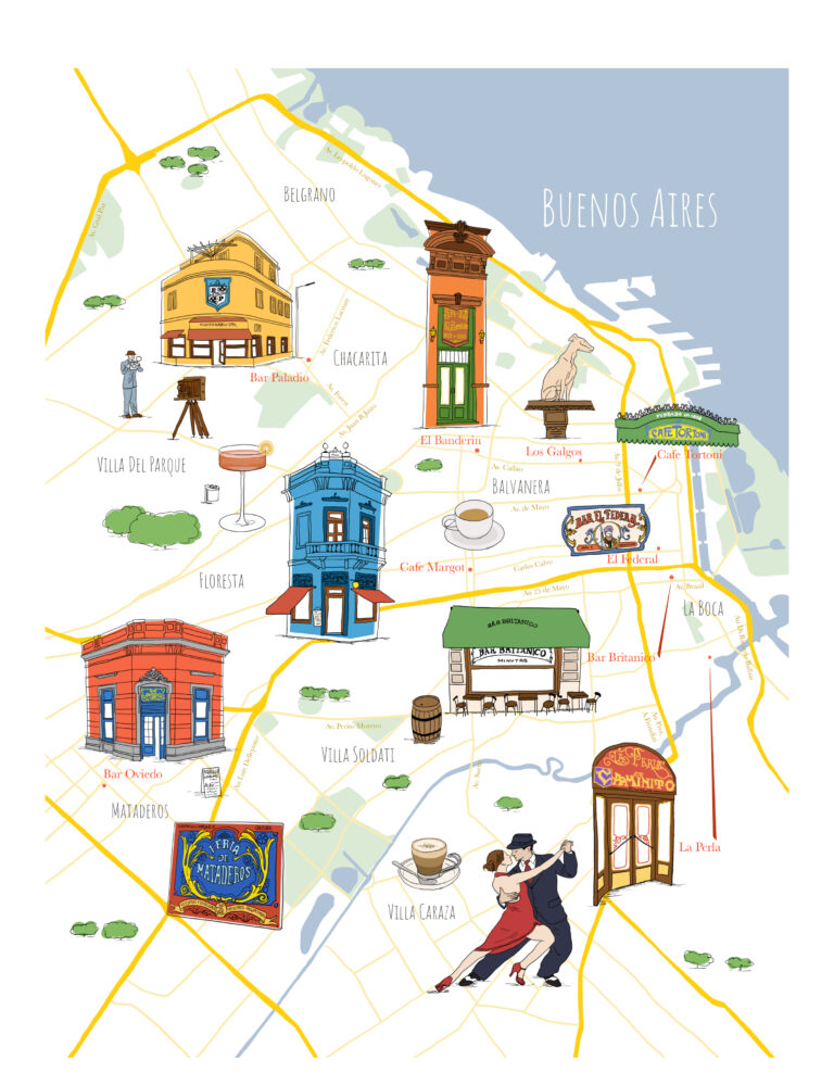 Map of Buenos Aires illustrated by Claire Rollet